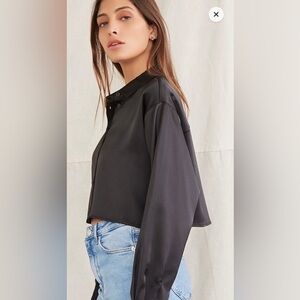 Forever 21 Satin Cropped Shirt